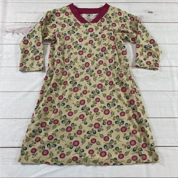 Tea Collection Kids Yellow Floral Long Sleeve V-Neck Casual Dress Size 12 - Picture 1 of 8